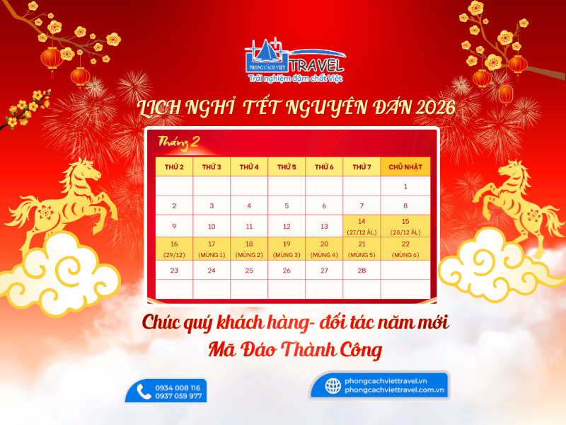 THÔNG BÁO CHÍNH THỨC: LỊCH NGHỈ TẾT NGUYÊN ĐÁN BÍNH NGỌ 2026